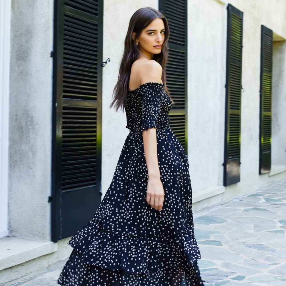 L'Agence Oriel Off-Shoulder Maxi Dress